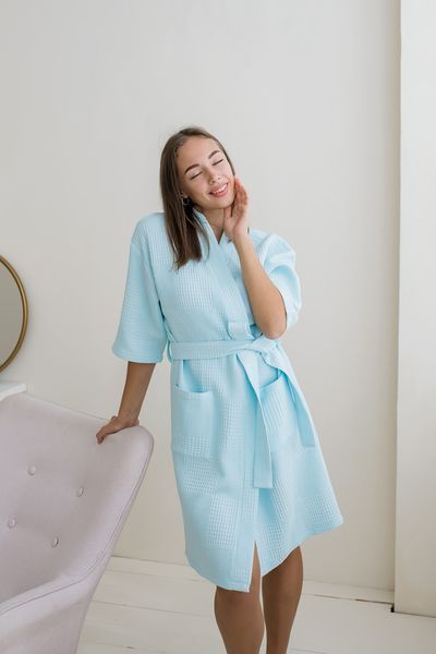 Вафельний Жіночий халат-кімоно COSY Мозаїка ментол 102XL фото
