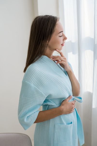 Вафельний Жіночий халат-кімоно COSY Мозаїка ментол 102XL фото