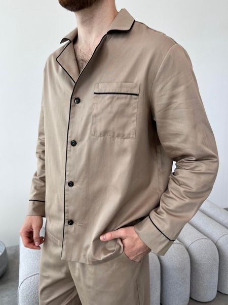 Піжама чоловіча COSY з cатину (штани+сорочка), Iced Coffee SP500/12XL фото