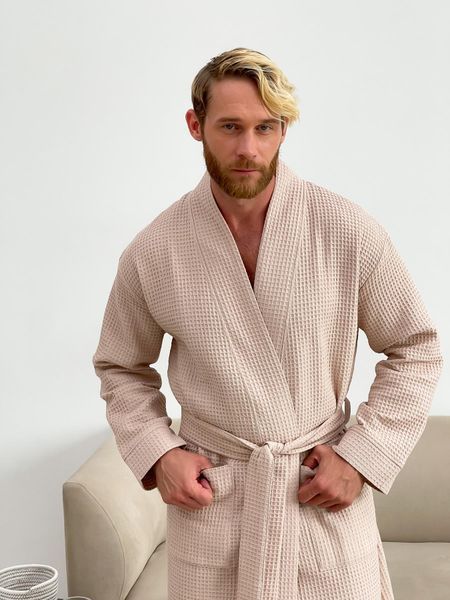 Чоловічий вафельний халат беж 822N2XL фото