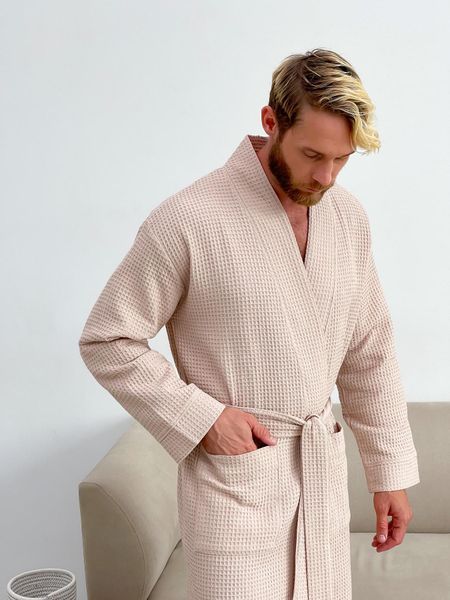 Чоловічий вафельний халат беж 822N2XL фото