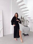 Жіночий халат кімоно довгий COSY Duna із фактурного мусліну L/XL чорний M90W