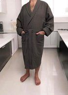 Вафельний халат унісекс COSY "Обійми" шаль Big size, 2XL темно-сірий 924