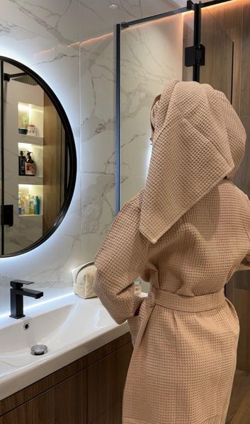 Жіночий Подарунковий набір Bella3 халат та рушник, беж Bella32XL фото