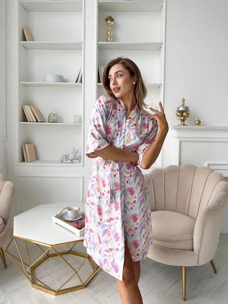 Жіночий халат COSY з полірованого штапелю Aura квіти S31XL фото