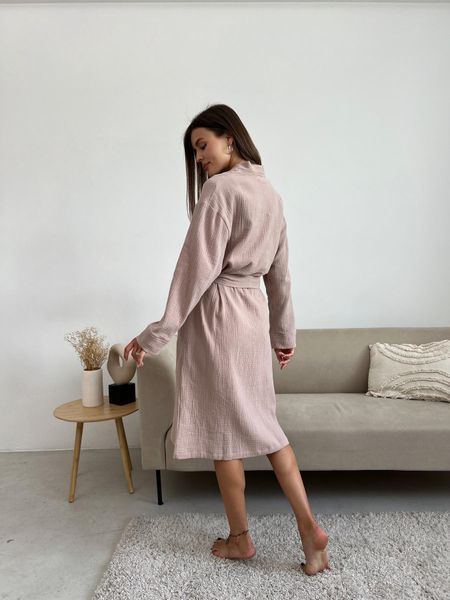 Жіночий комплект халат+сорочка COSY із мусліну, латте SetM18LSHXL фото